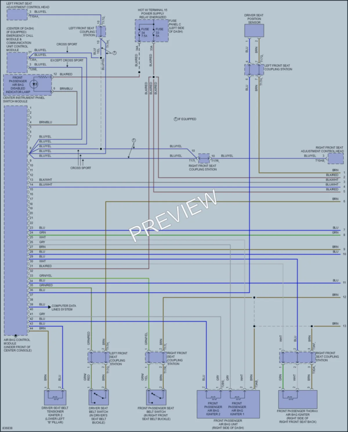 2023 Volkswagen Atlas Supplemental Restraints wiring diagram preview
