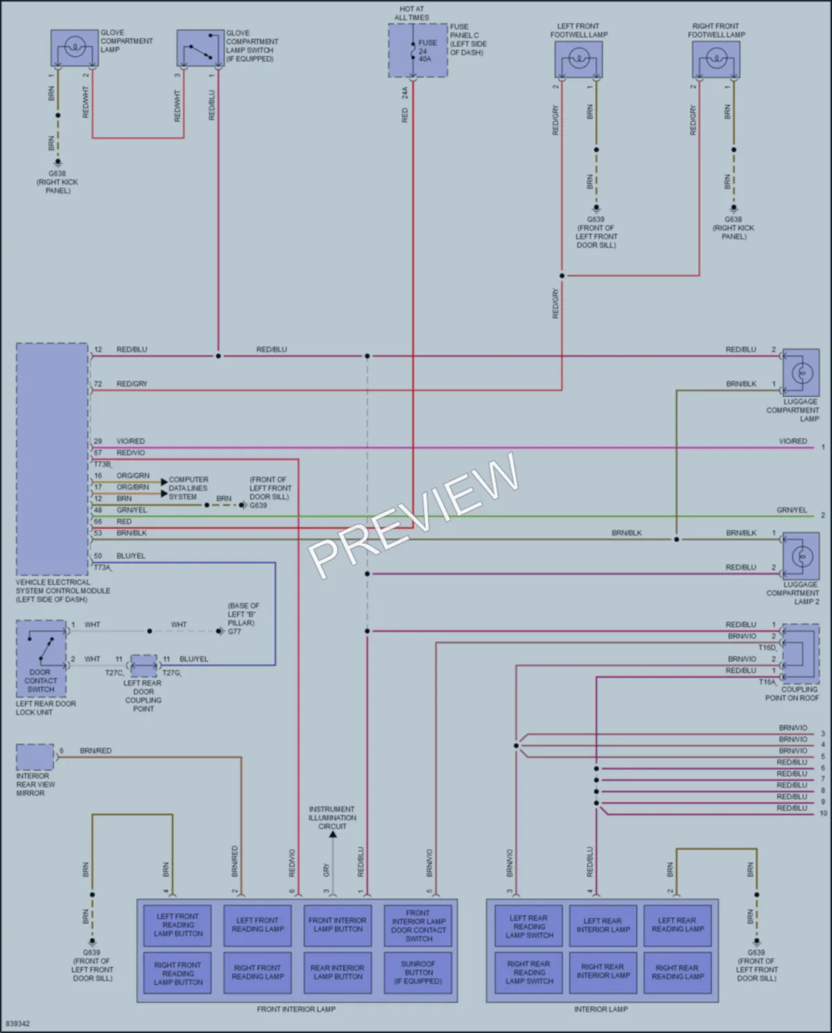 2023 Volkswagen AtlasCrossSport Interior Lights wiring diagram preview