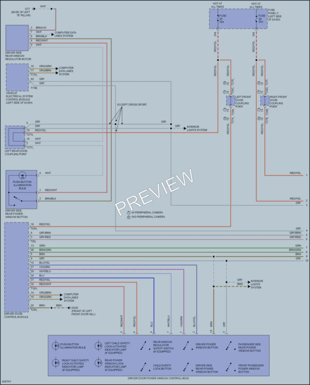 2023 Volkswagen AtlasCrossSport Power Windows wiring diagram preview