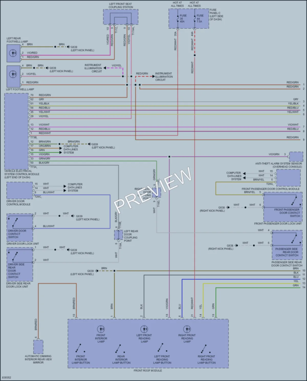 2023 Volkswagen GolfGTI Interior Lights wiring diagram preview