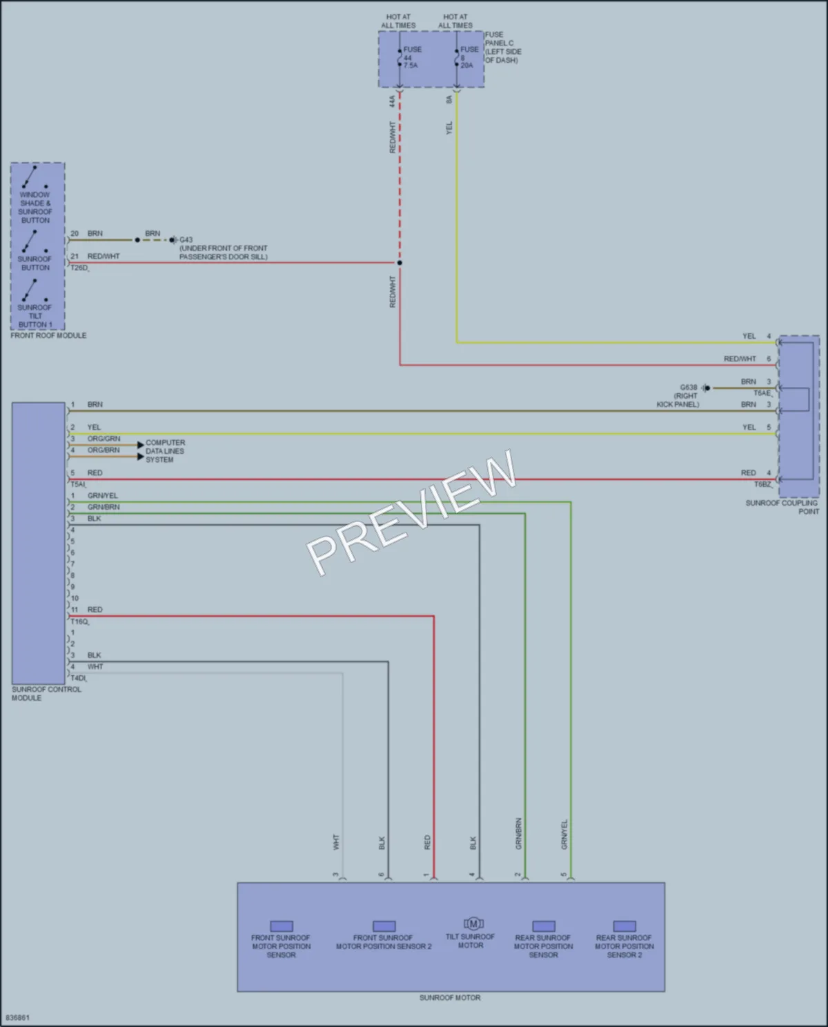 2023 Volkswagen GolfGTI Power Top Sunroof wiring diagram preview