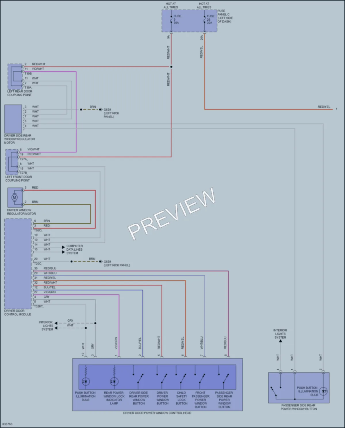 2023 Volkswagen GolfGTI Power Windows wiring diagram preview