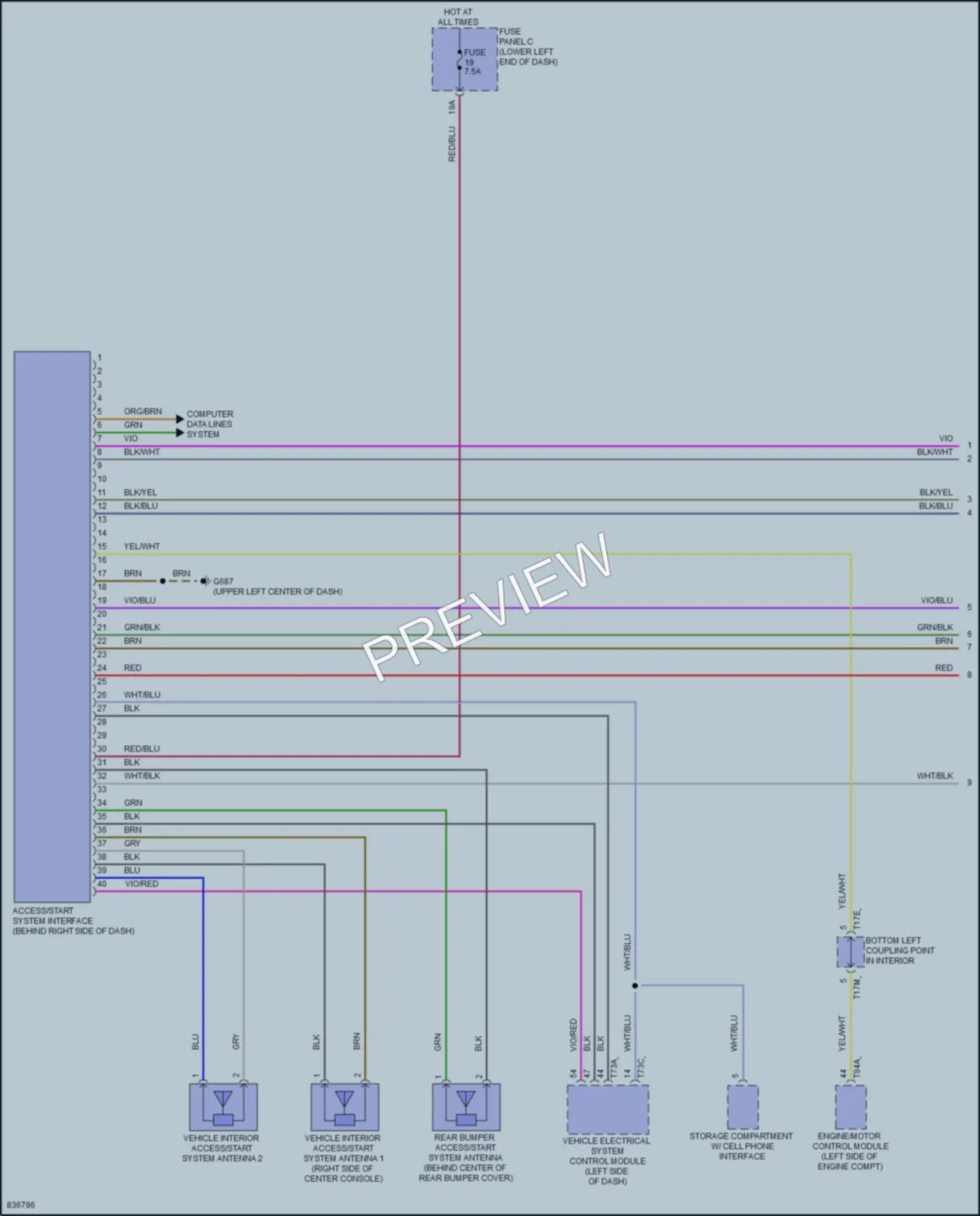 2023 Volkswagen Taos Anti Theft wiring diagram preview