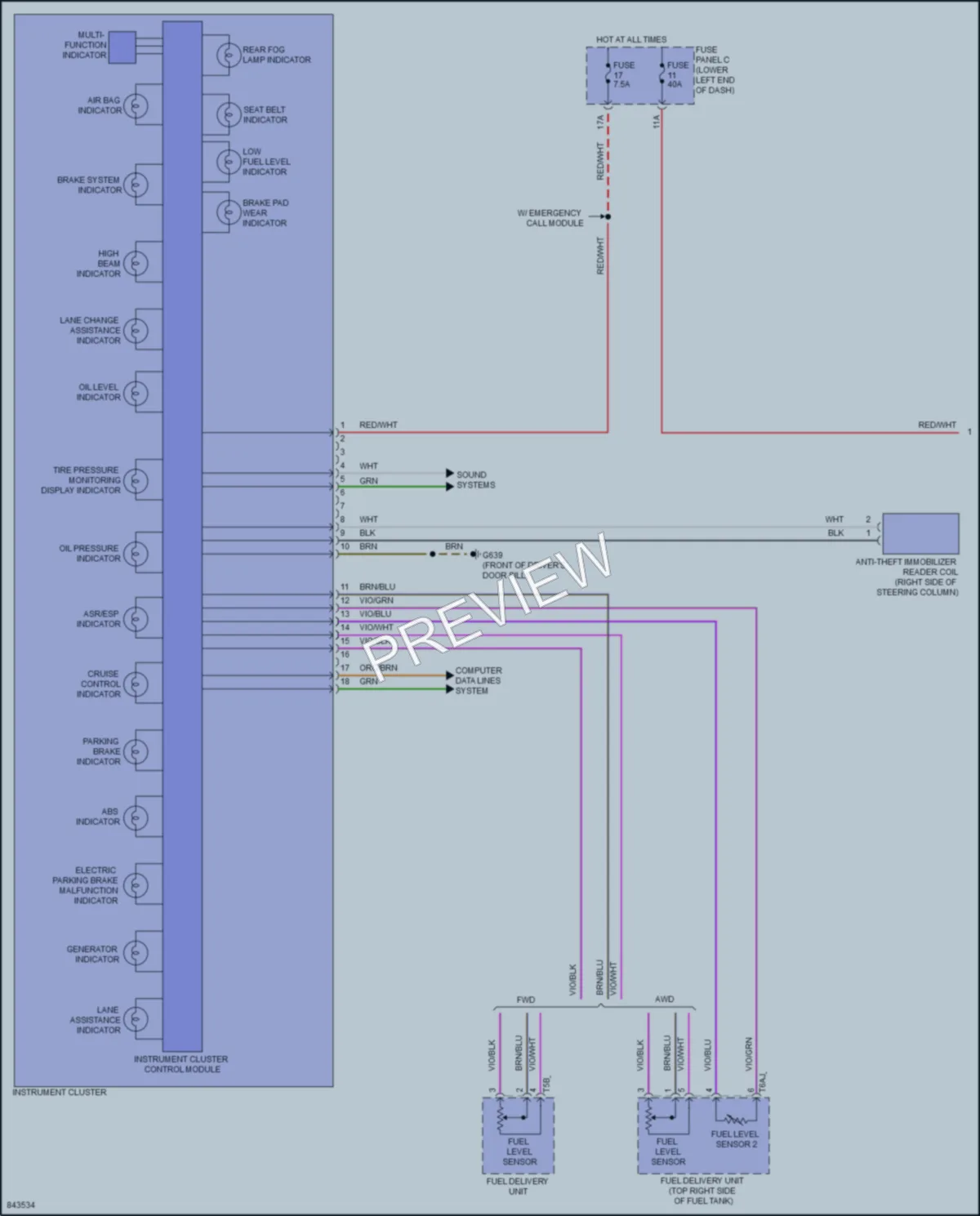 2023 Volkswagen Taos Instrument Cluster wiring diagram preview
