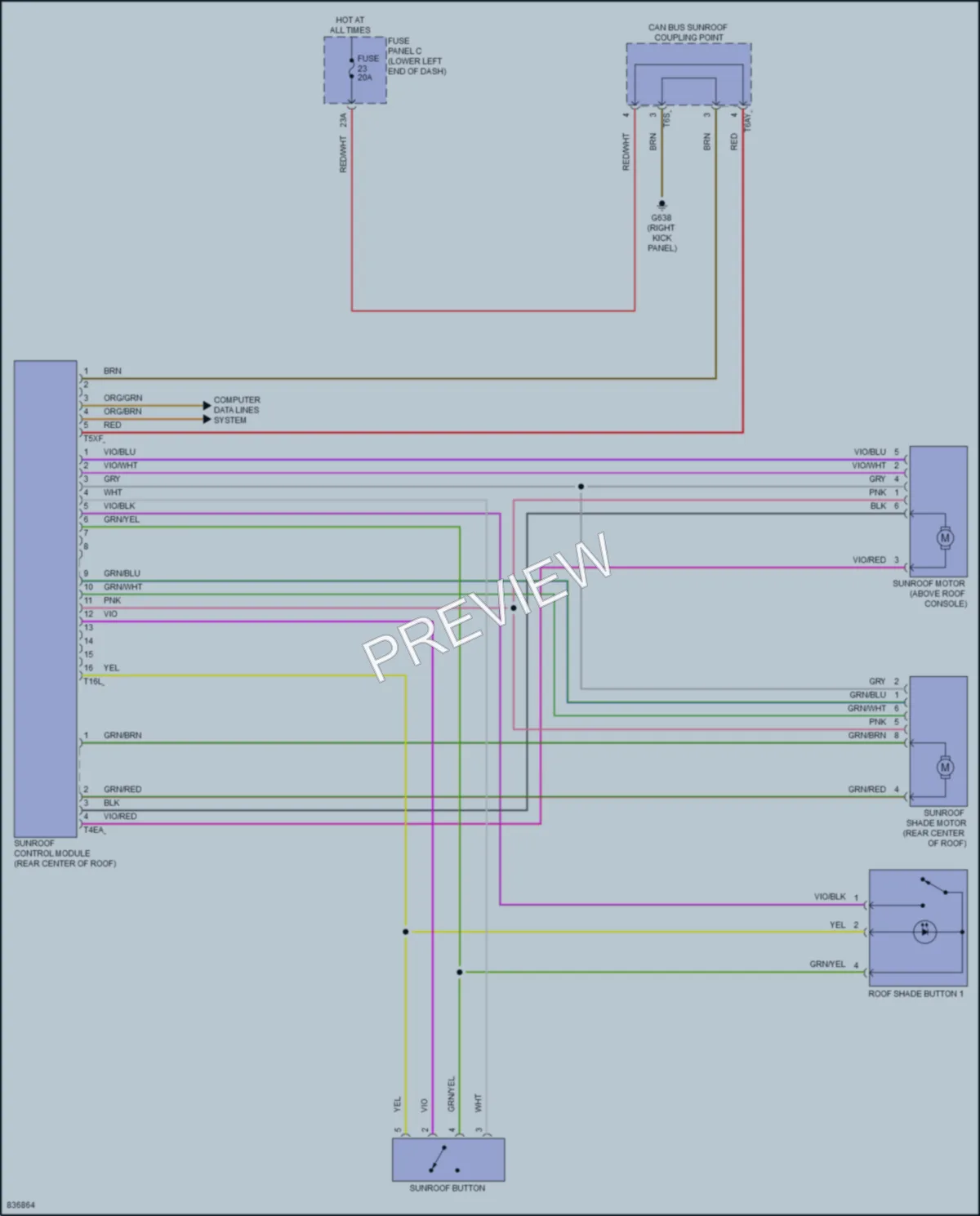 2023 Volkswagen Taos Power Top Sunroof wiring diagram preview