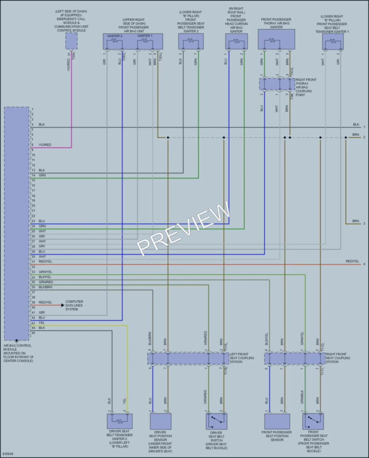 2023 Volkswagen Tiguan Supplemental Restraints wiring diagram preview