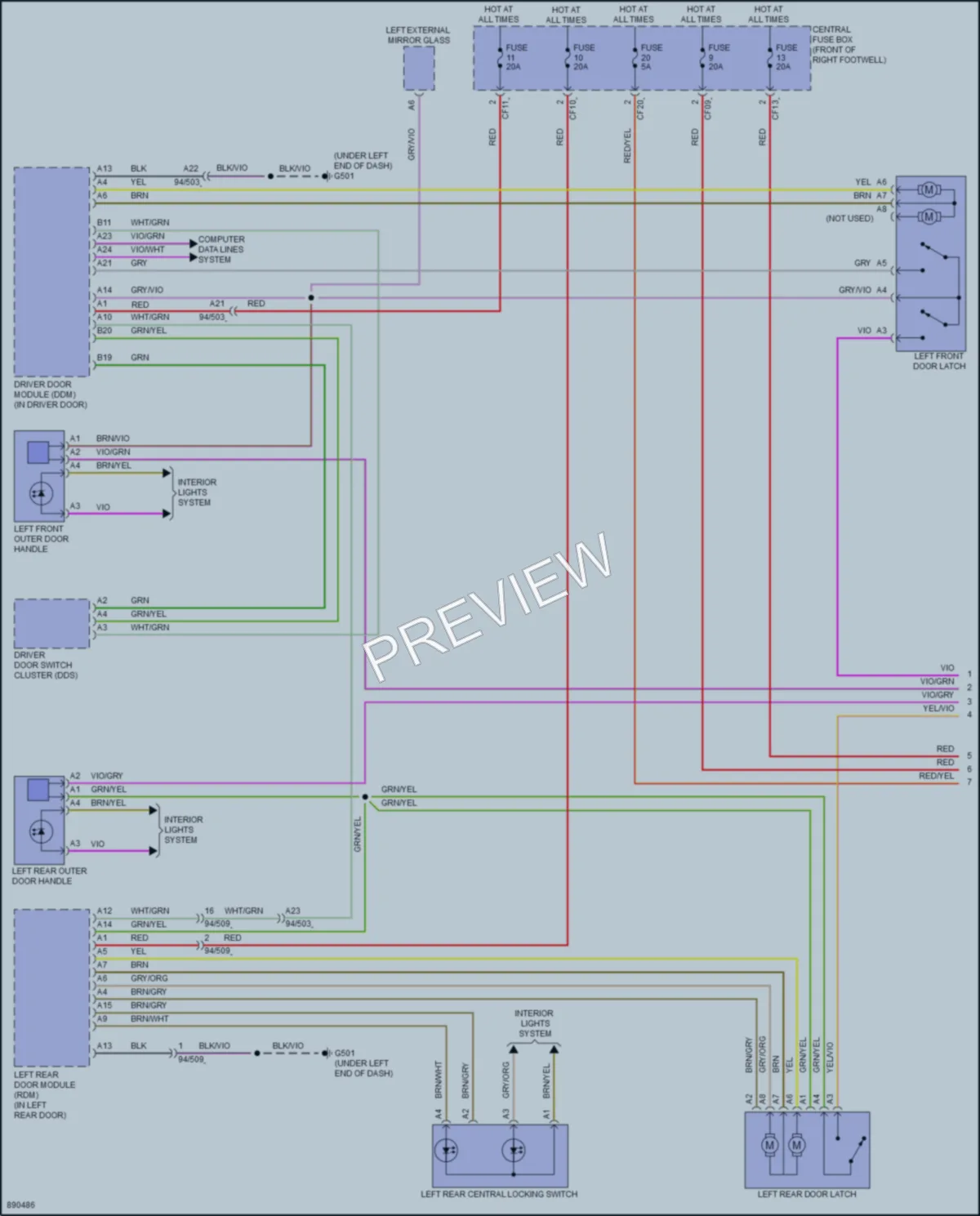 2023 Volvo C40Electric Power Door Locks wiring diagram preview