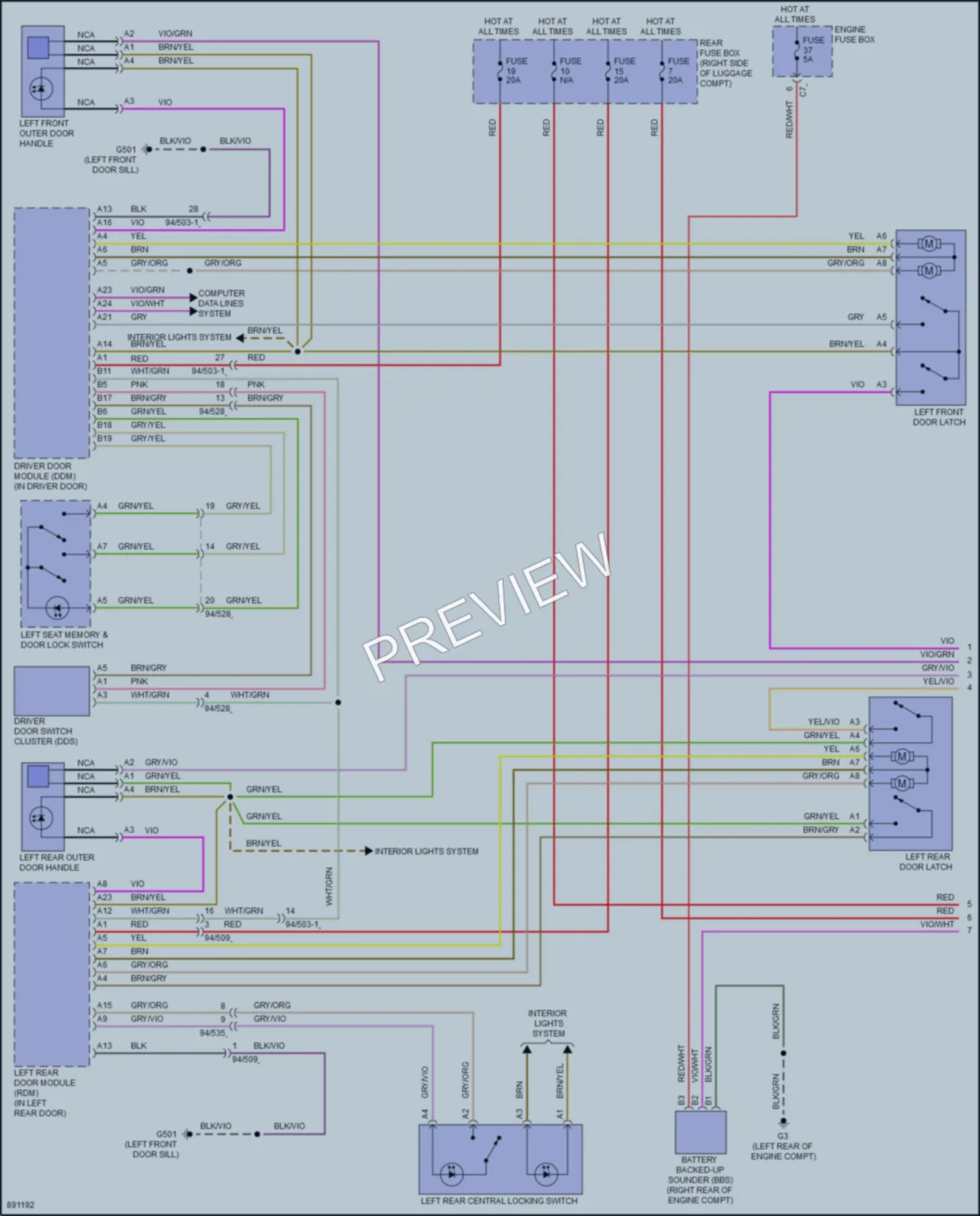 2023 Volvo S60PlugIn Power Door Locks wiring diagram preview