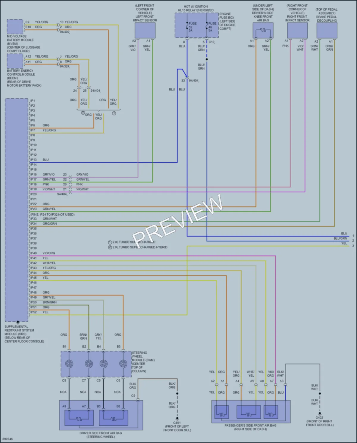 2023 Volvo S90 Supplemental Restraints wiring diagram preview
