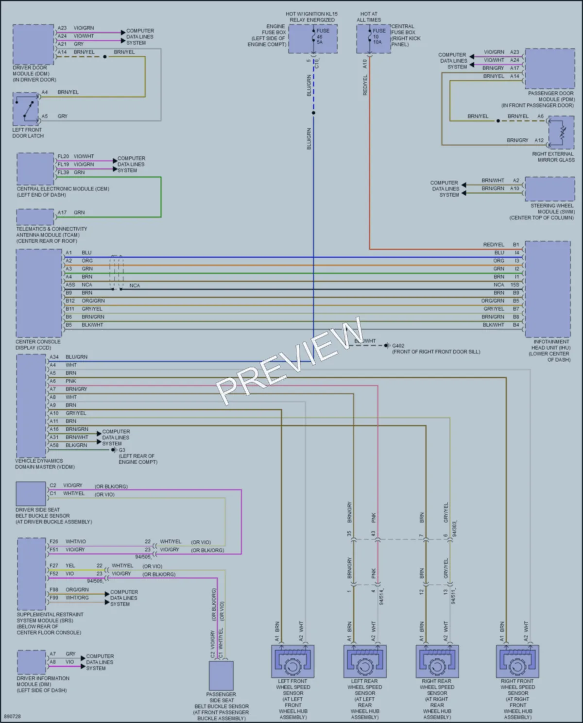 2023 Volvo S90 Warning Systems wiring diagram preview