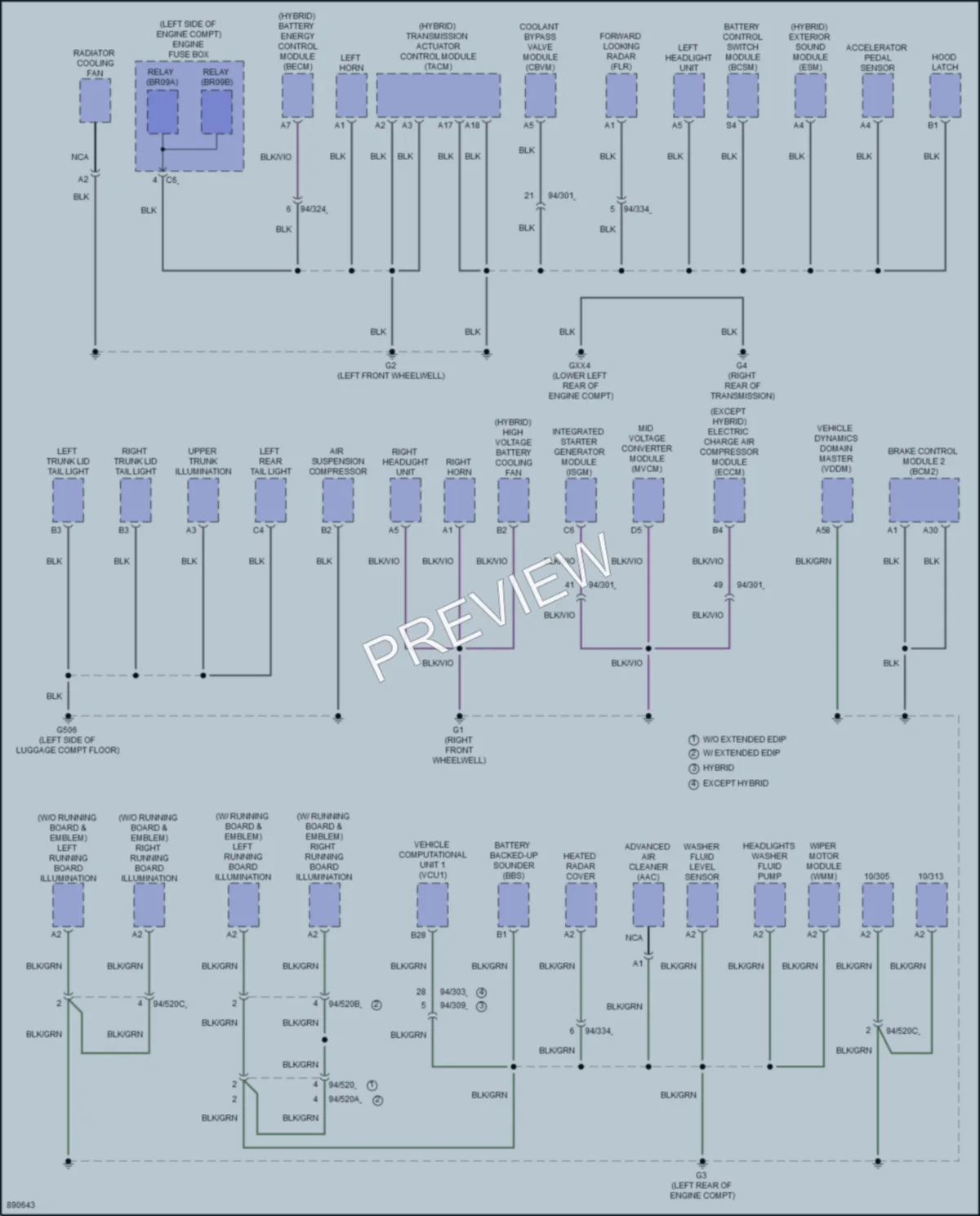 2023 Volvo S90PlugIn Ground Distribution wiring diagram preview