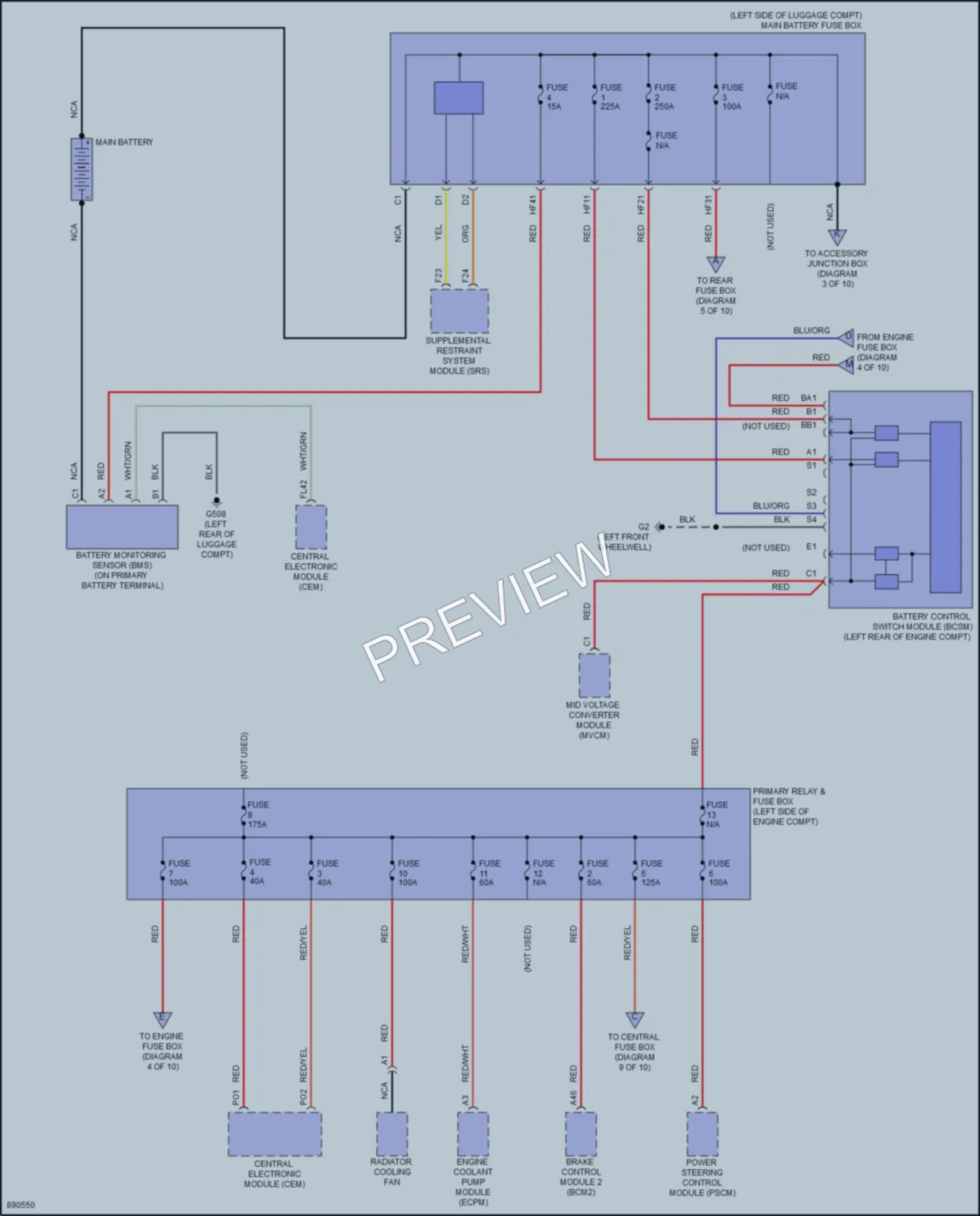 2023 Volvo S90PlugIn Power Distribution wiring diagram preview