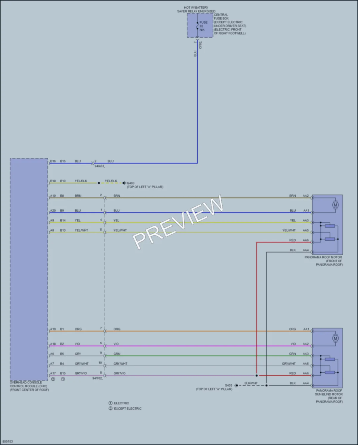 2023 Volvo XC40Electric Power Top Sunroof wiring diagram preview