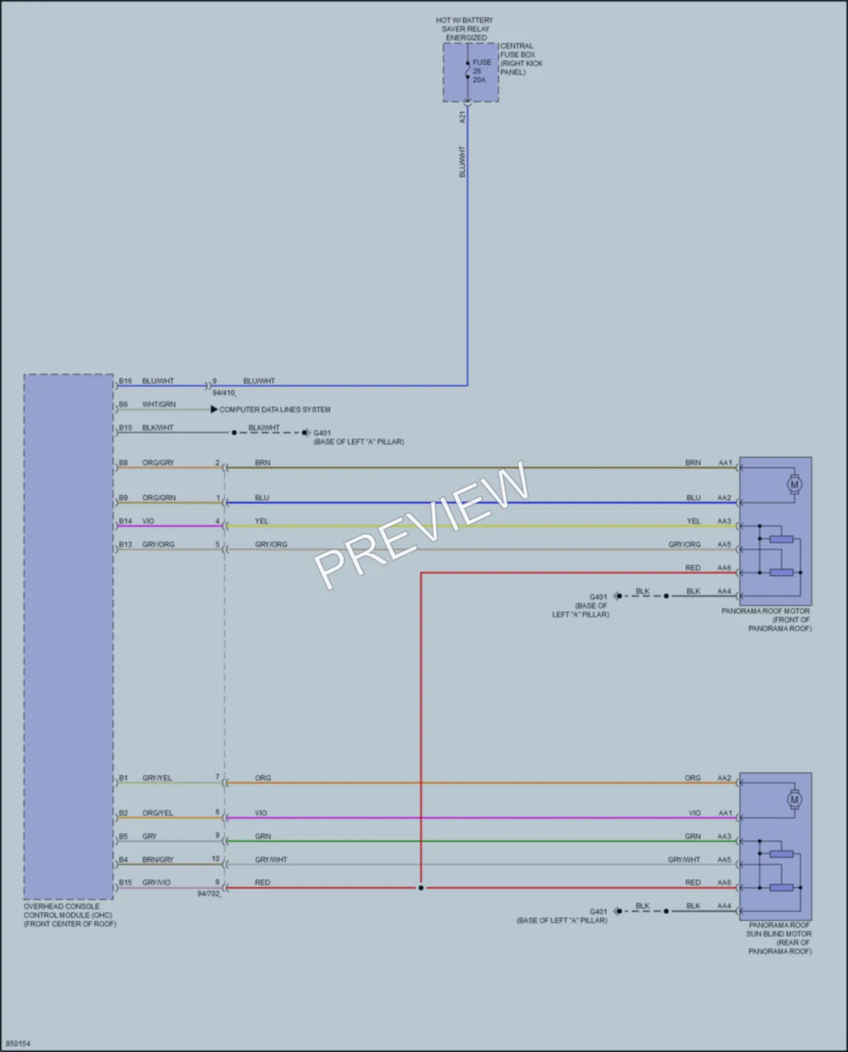 2023 Volvo XC60 Power Top Sunroof wiring diagram preview