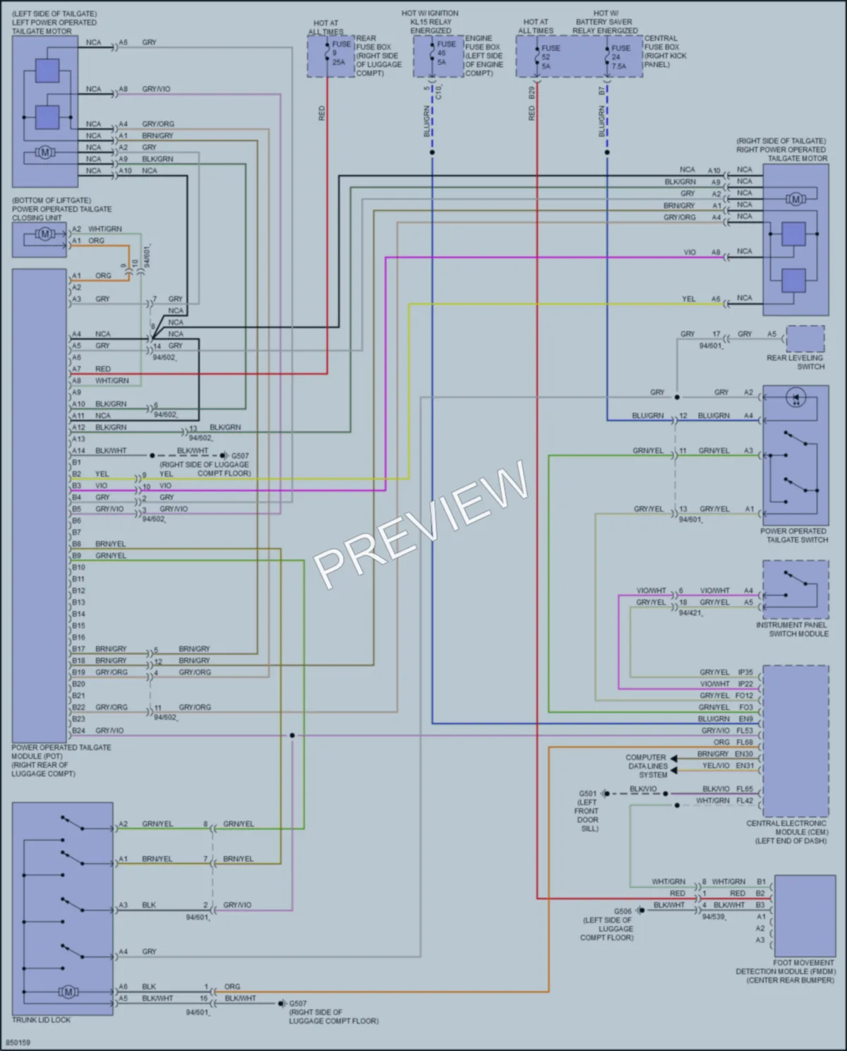 2023 Volvo XC60 Trunk Tailgate Fuel Door wiring diagram preview
