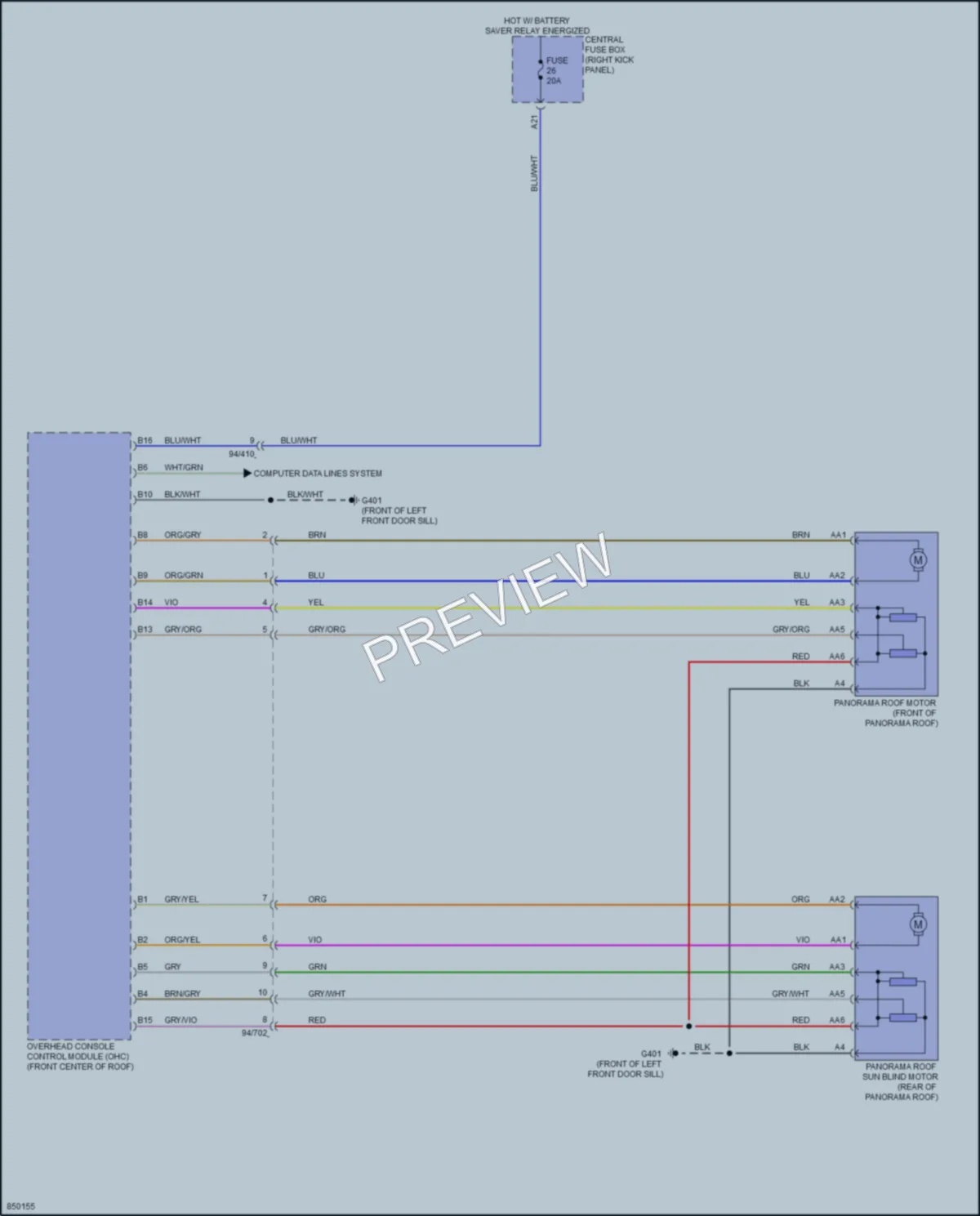 2023 Volvo XC90 Power Top Sunroof wiring diagram preview