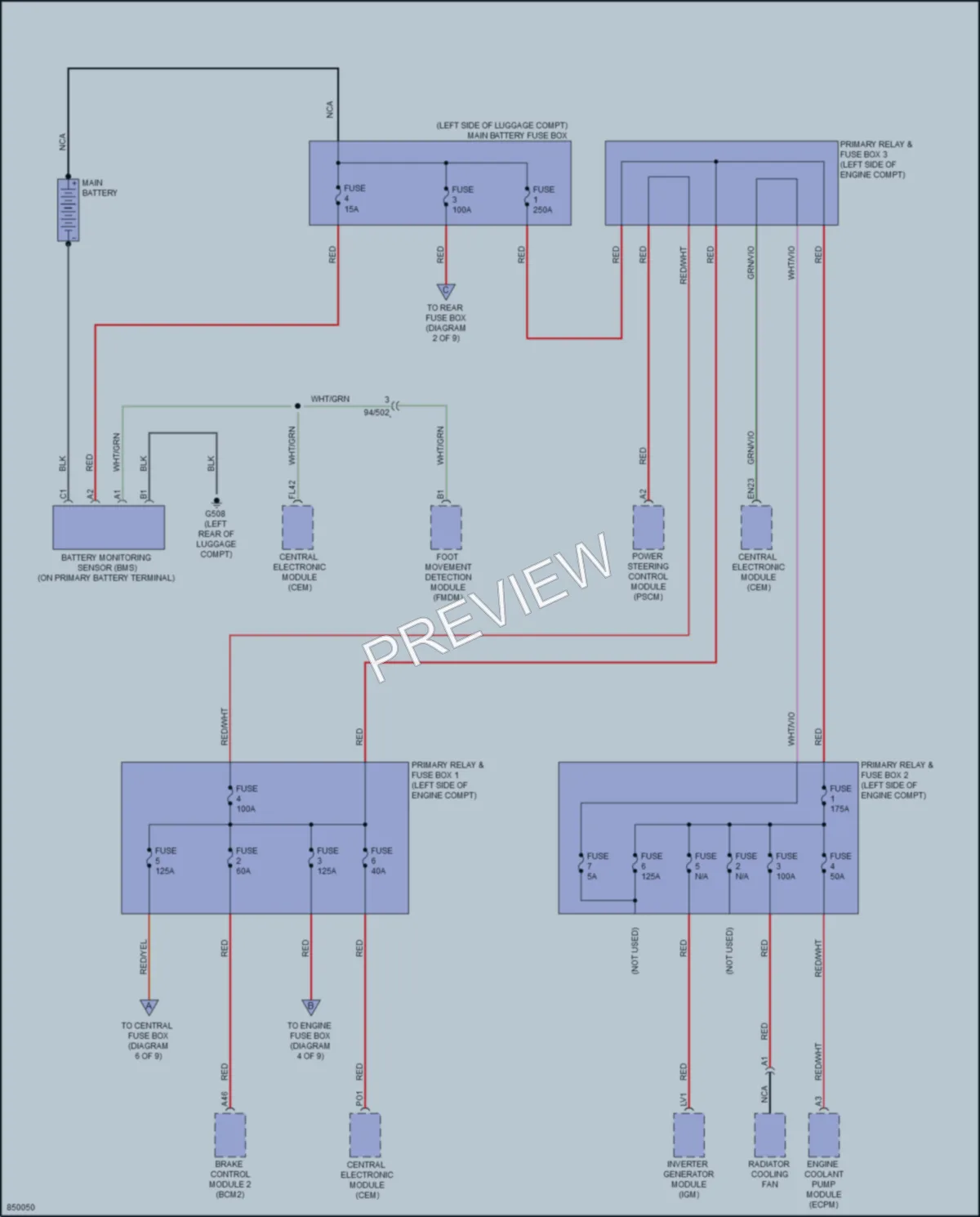 2023 Volvo XC90PlugIn Power Distribution wiring diagram preview