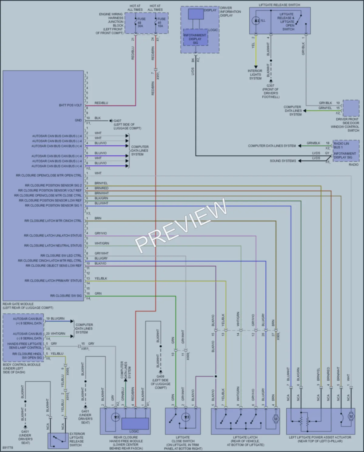 2024 Acura ZDXEV Trunk Tailgate Fuel Door wiring diagram preview