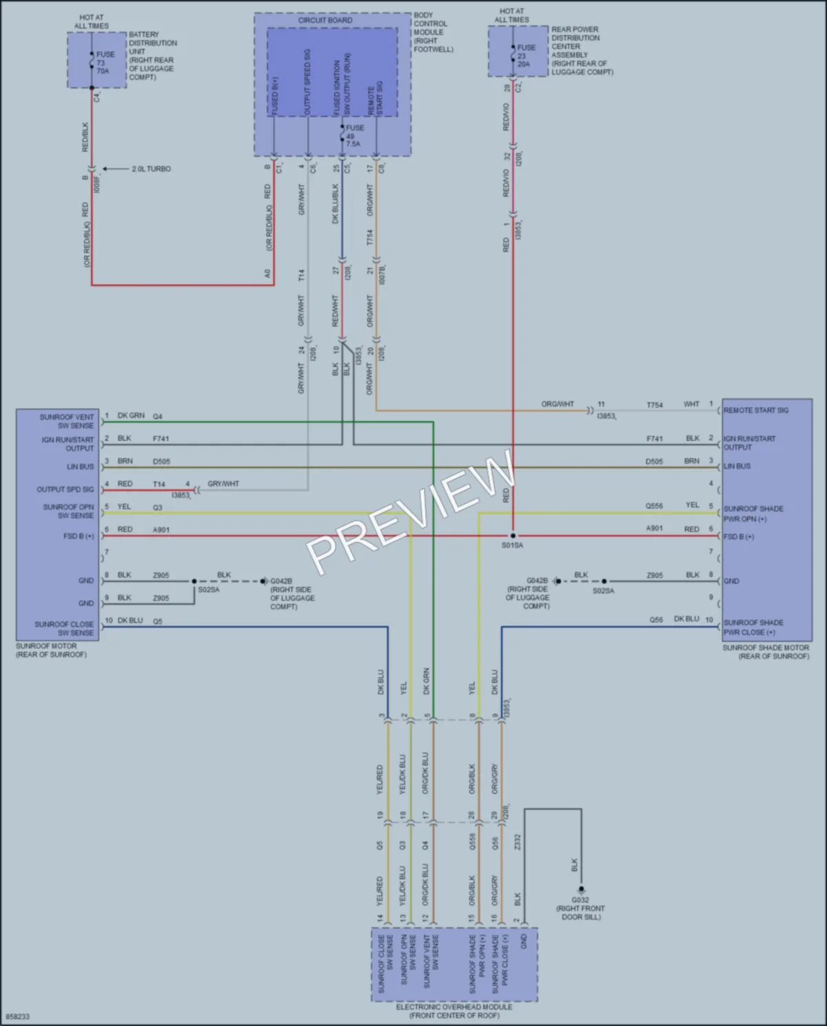 2024 AlfaRomeo Giulia Power Top Sunroof wiring diagram preview