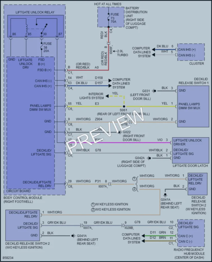 2024 AlfaRomeo Giulia Trunk Tailgate Fuel Door wiring diagram preview