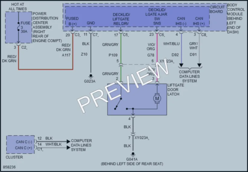 2024 AlfaRomeo Tonale Trunk Tailgate Fuel Door wiring diagram preview