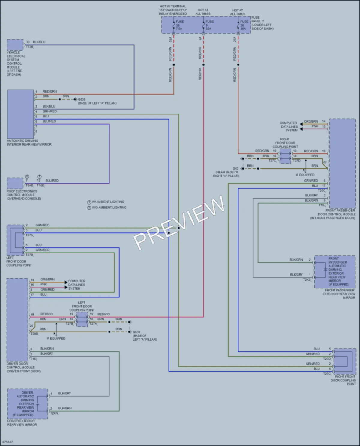 2024 Audi A3 Power Mirrors wiring diagram preview