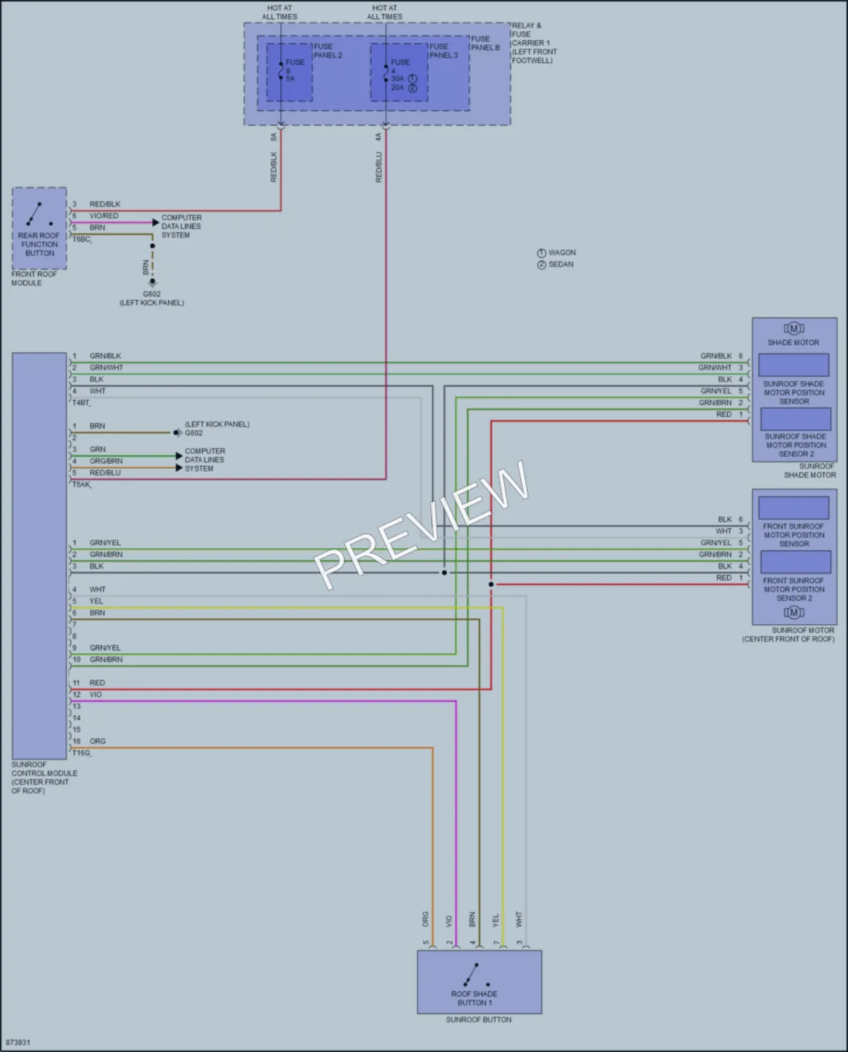 2024 Audi A4 Power Top Sunroof wiring diagram preview