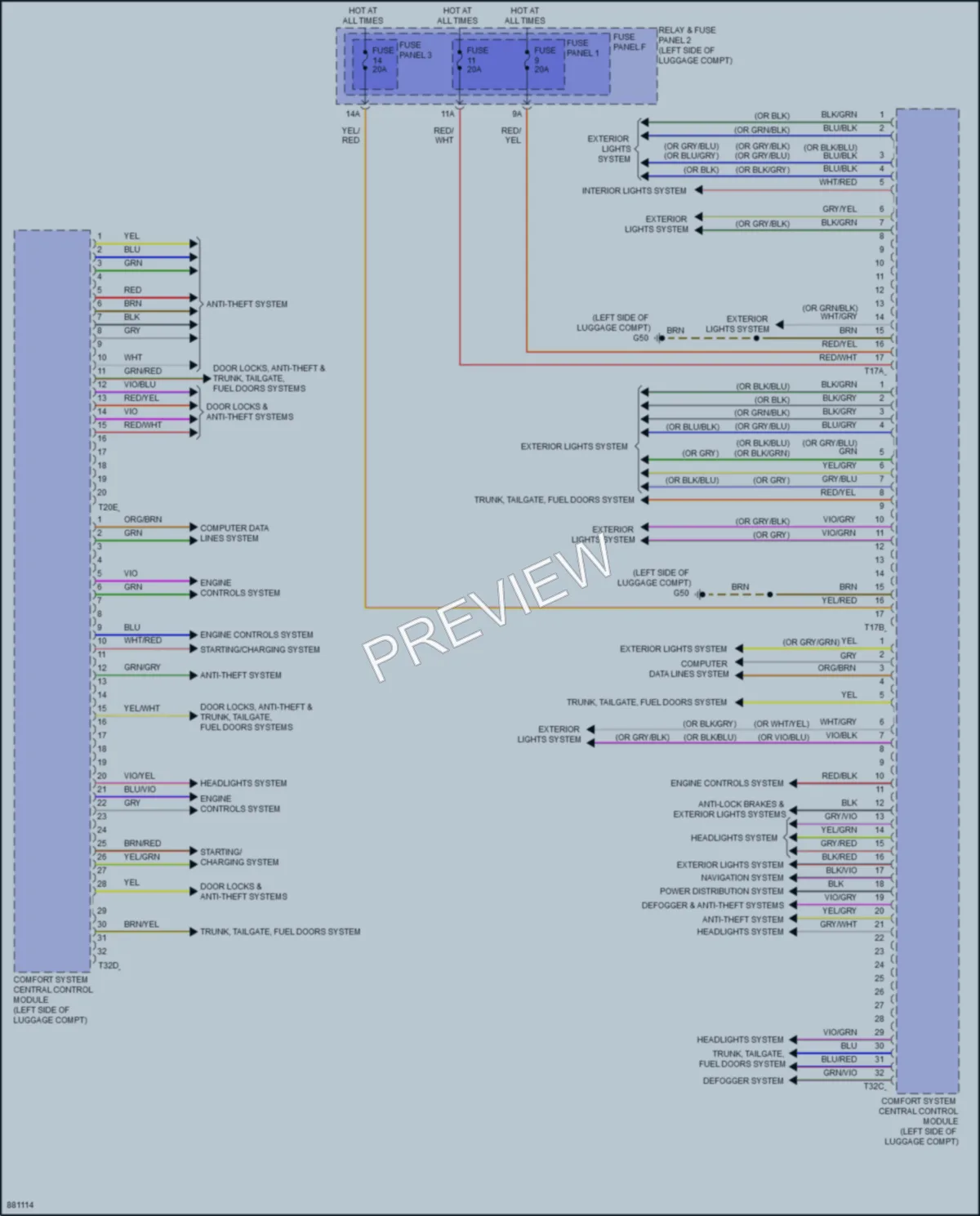 2024 Audi A5 Body Control Modules wiring diagram preview