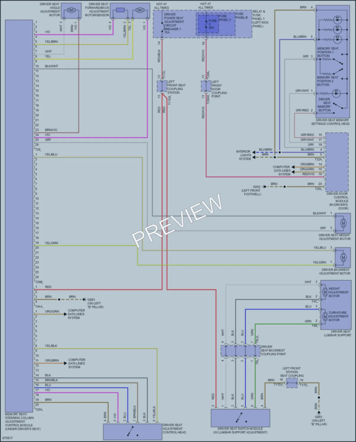 2024 Audi A5 Memory Systems wiring diagram preview