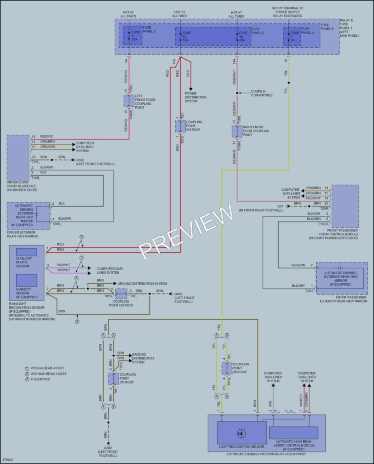 2024 Audi A5 Power Mirrors wiring diagram preview