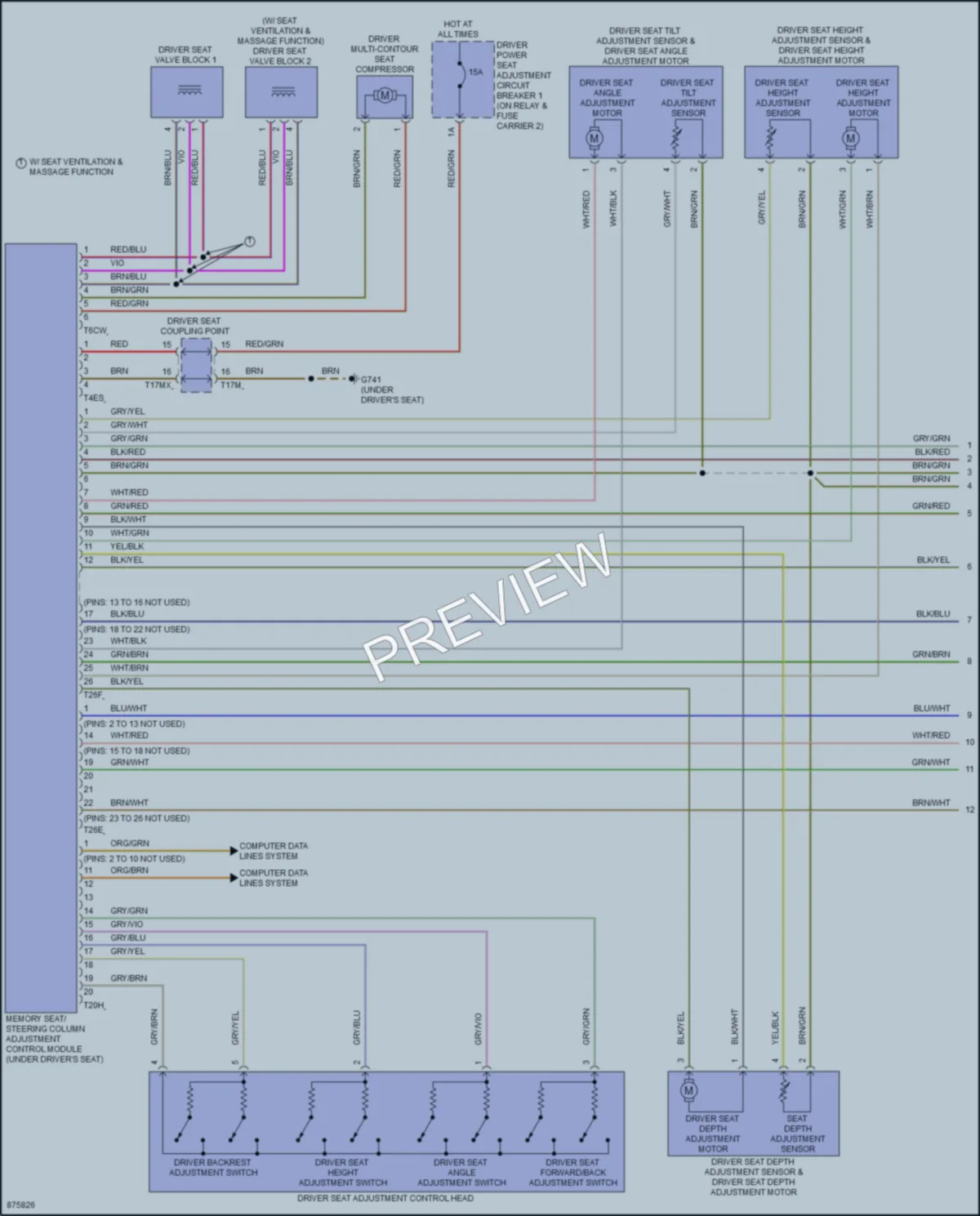 2024 Audi A6 Memory Systems wiring diagram preview