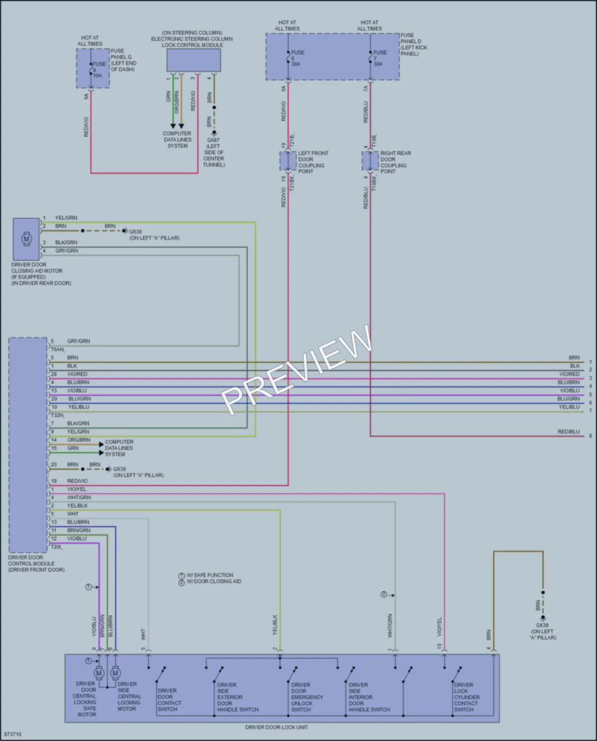 2024 Audi A6 Power Door Locks wiring diagram preview