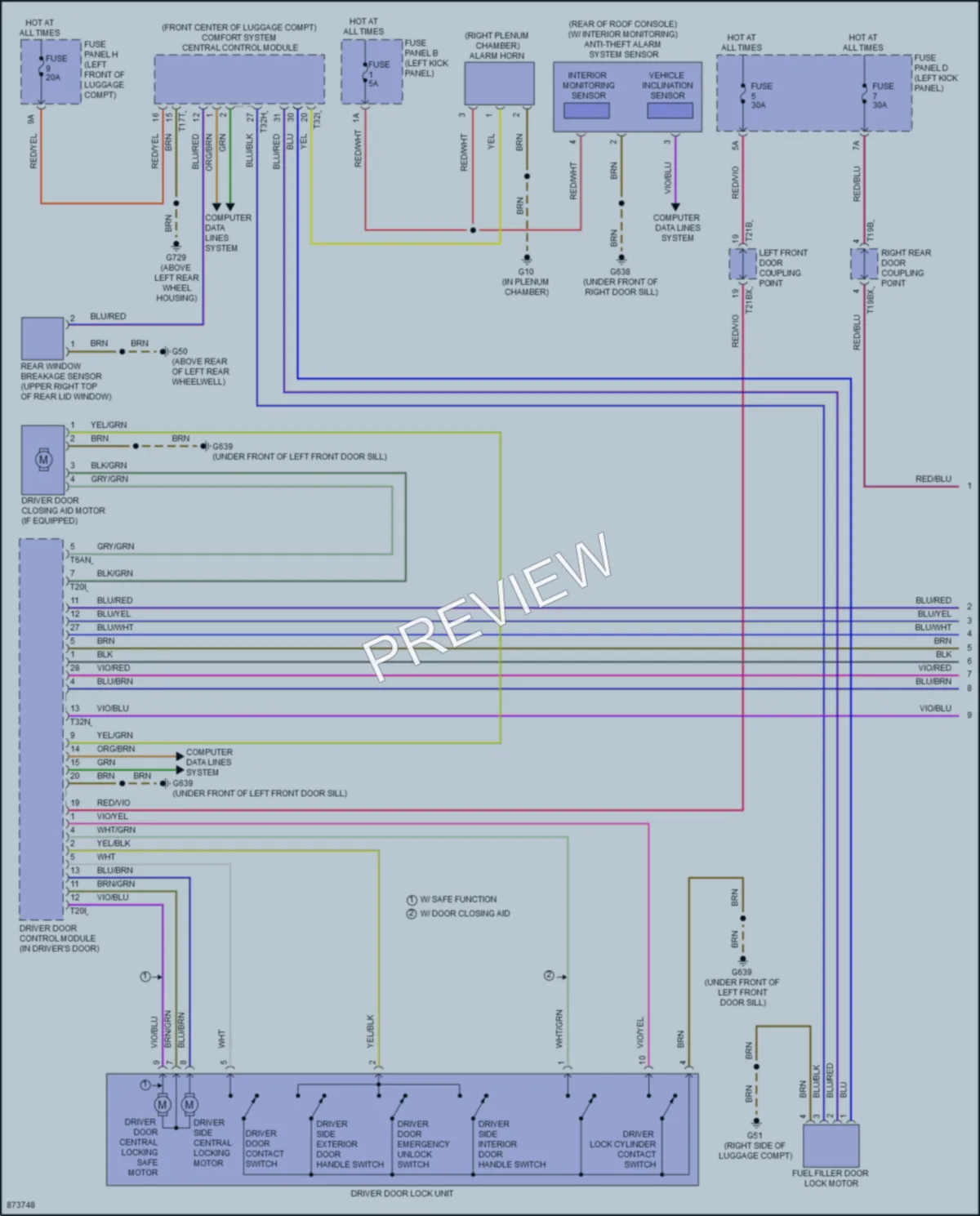 2024 Audi A7 Power Door Locks wiring diagram preview