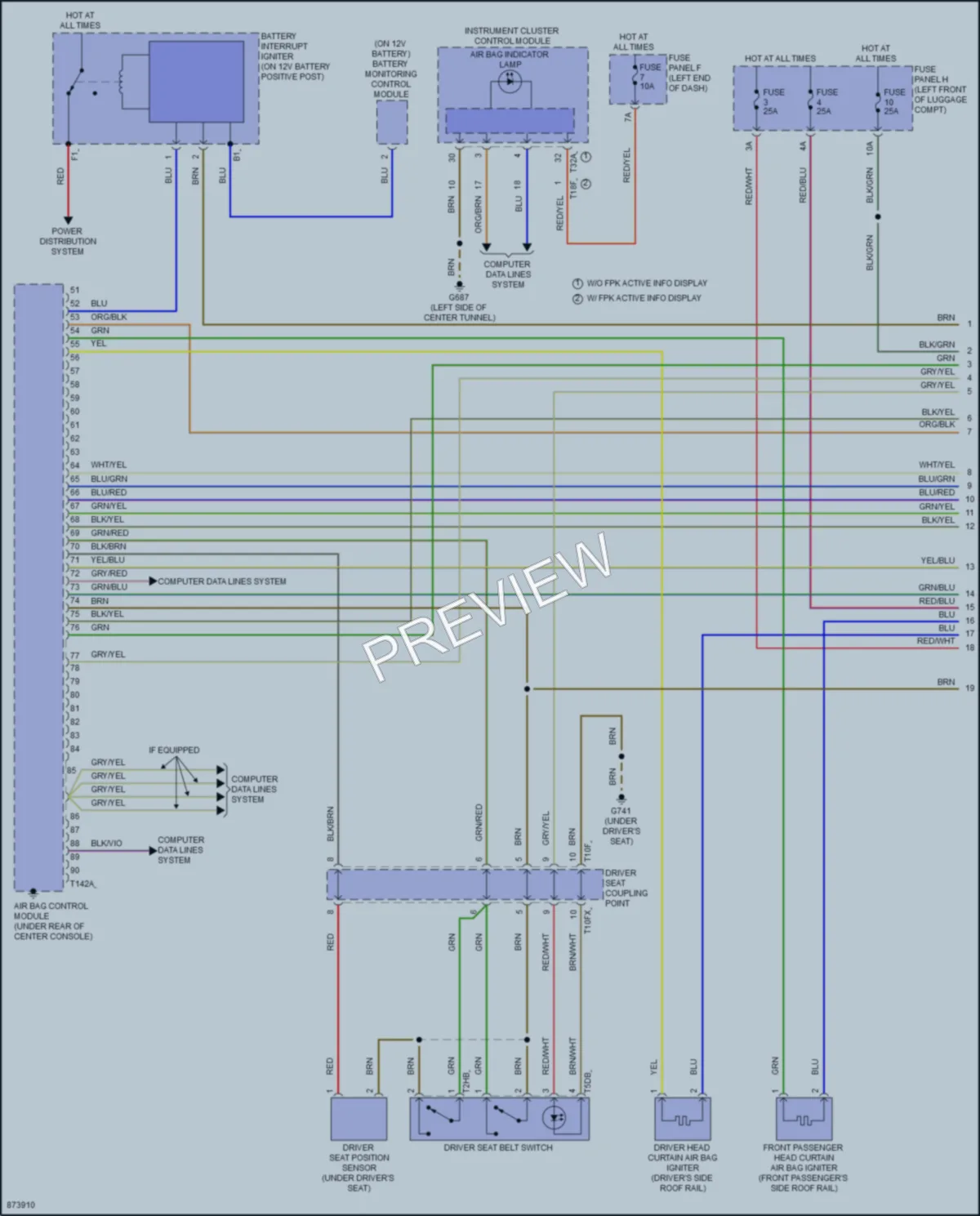 2024 Audi A7 Supplemental Restraints wiring diagram preview