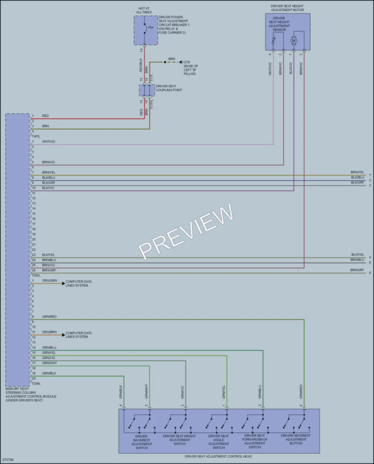 2024 Audi A8L Memory Systems wiring diagram preview