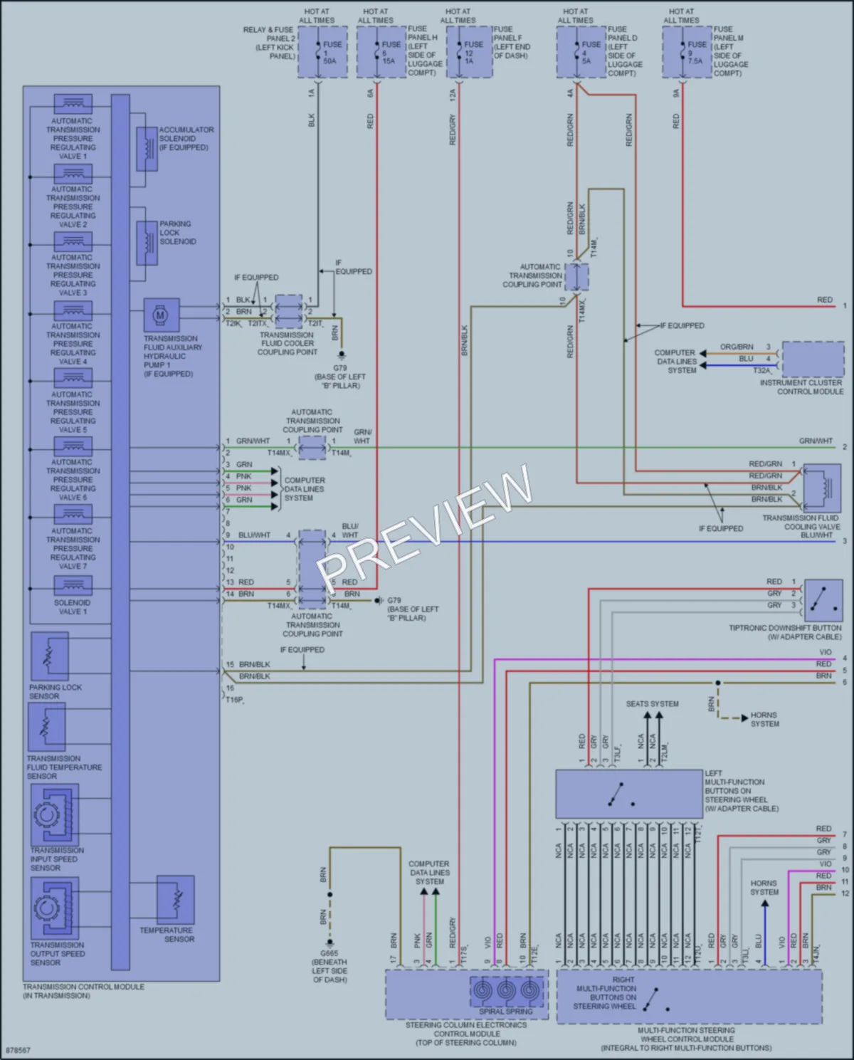 2024 Audi A8L Transmission wiring diagram preview
