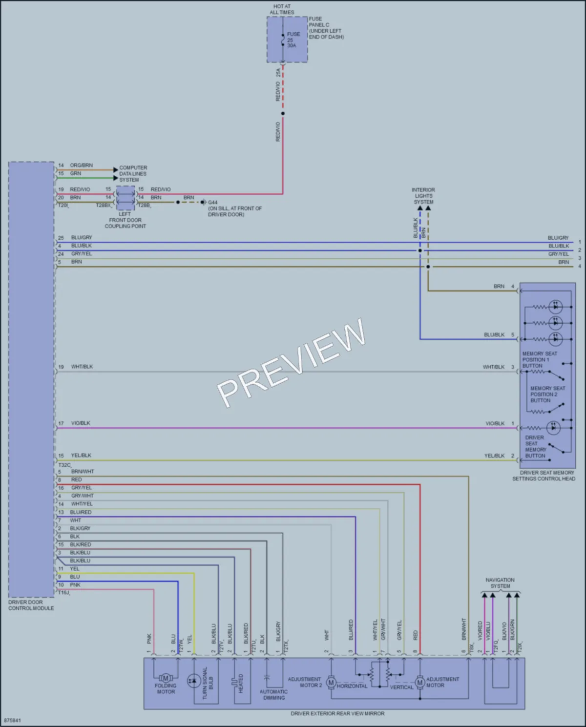 2024 Audi Q3 Memory Systems wiring diagram preview