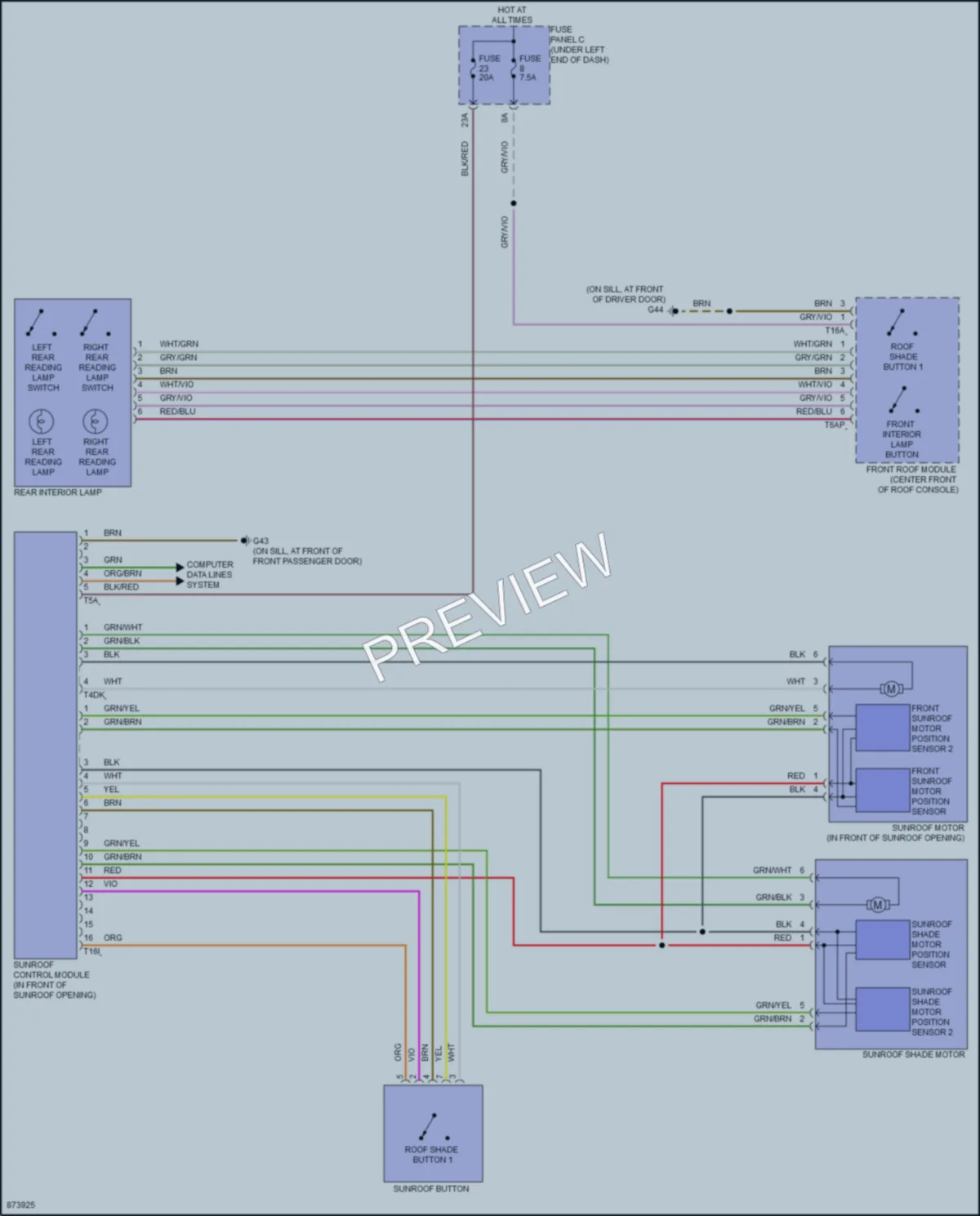 2024 Audi Q3 Power Top Sunroof wiring diagram preview