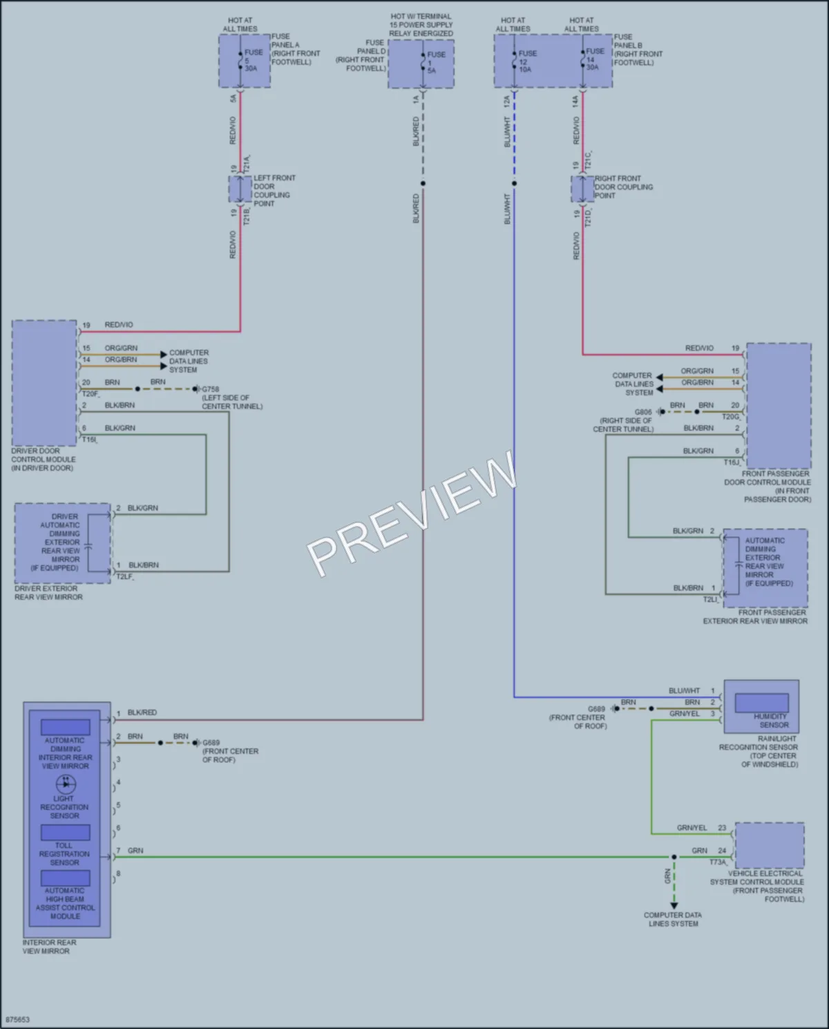 2024 Audi Q8etron Power Mirrors wiring diagram preview