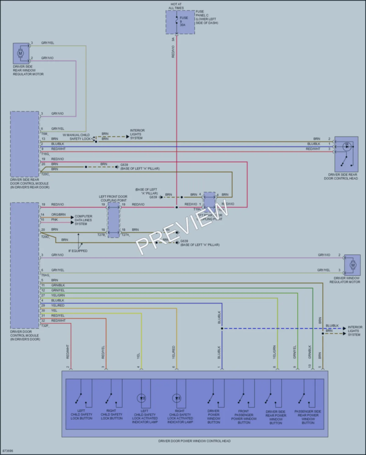 2024 Audi RS3 Power Windows wiring diagram preview