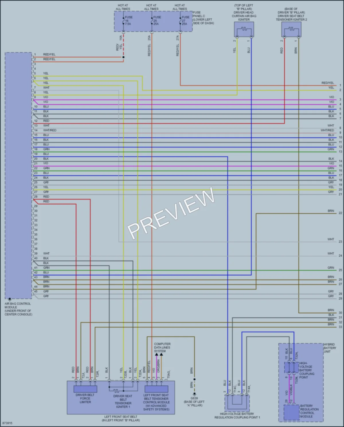 2024 Audi RS3 Supplemental Restraints wiring diagram preview