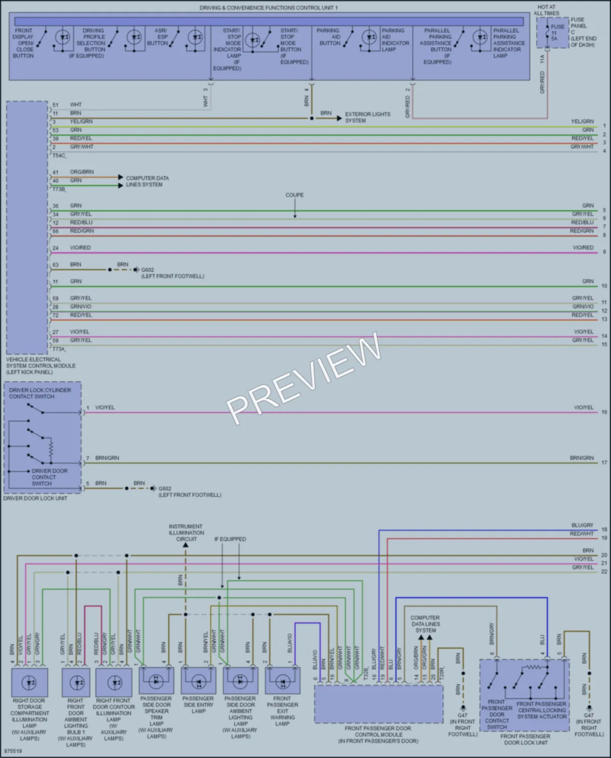 2024 Audi RS5 Interior Lights wiring diagram preview