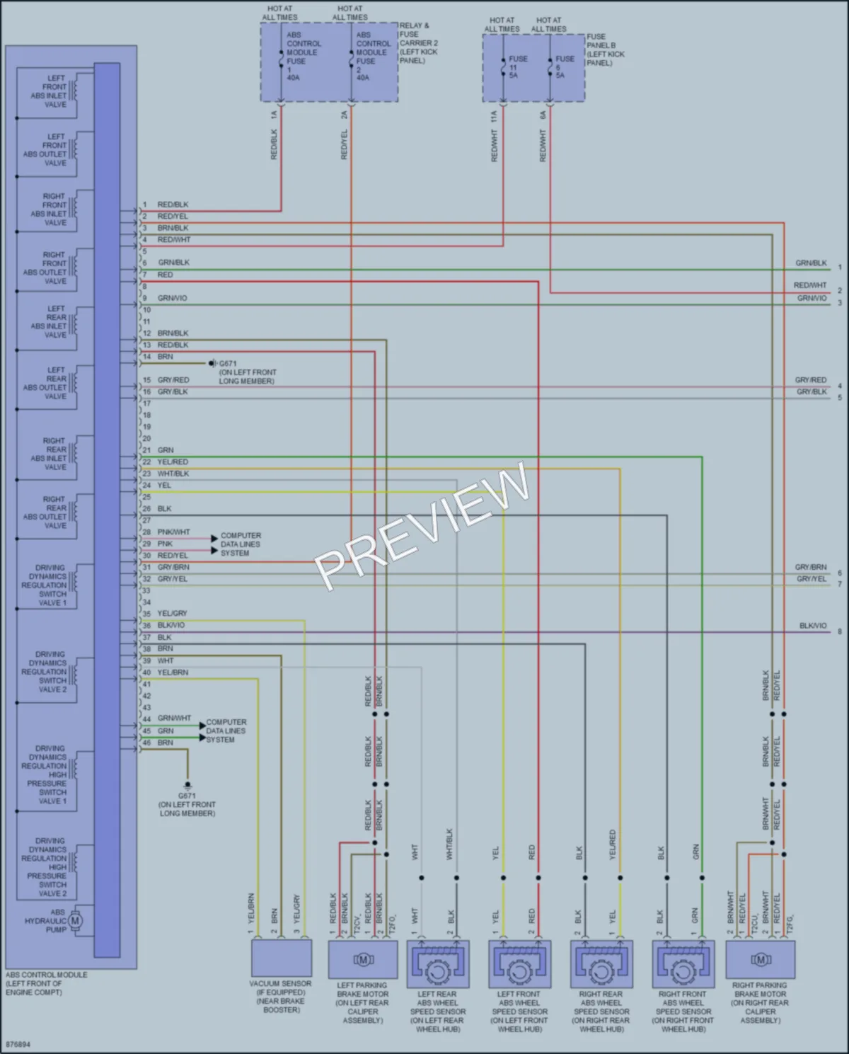 2024 Audi RS6 Anti Lock Brakes wiring diagram preview