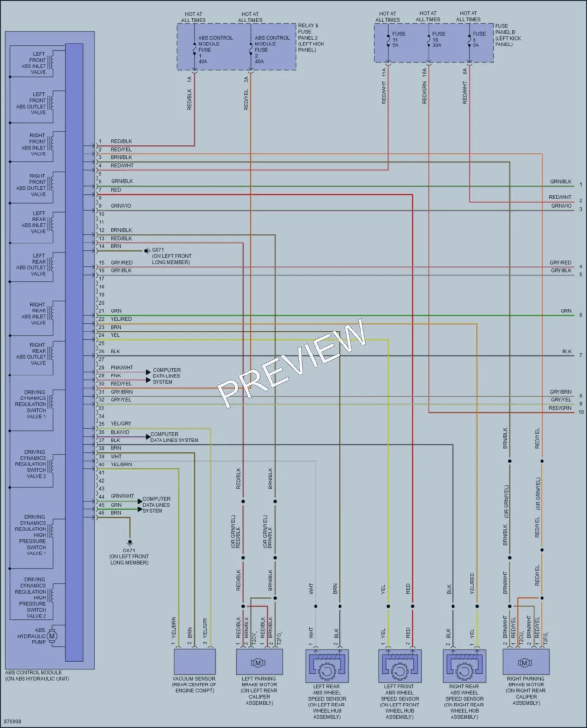 2024 Audi RS7 Anti Lock Brakes wiring diagram preview