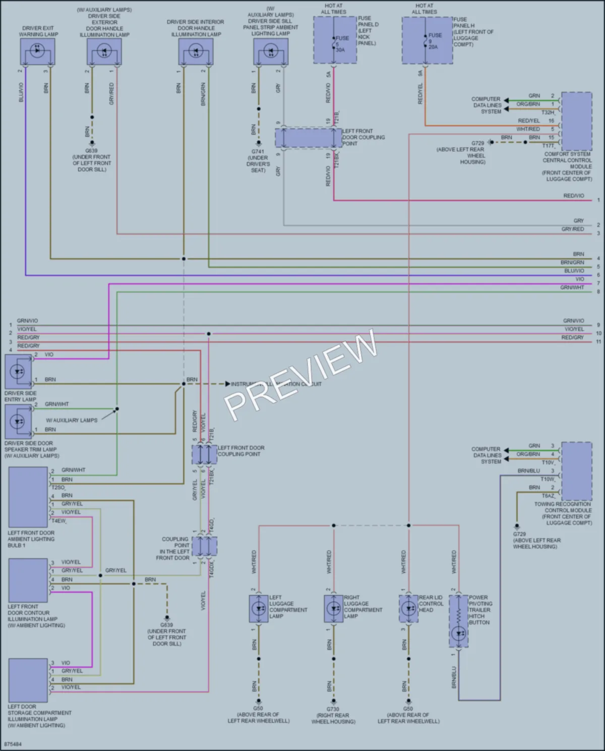 2024 Audi RS7 Interior Lights wiring diagram preview