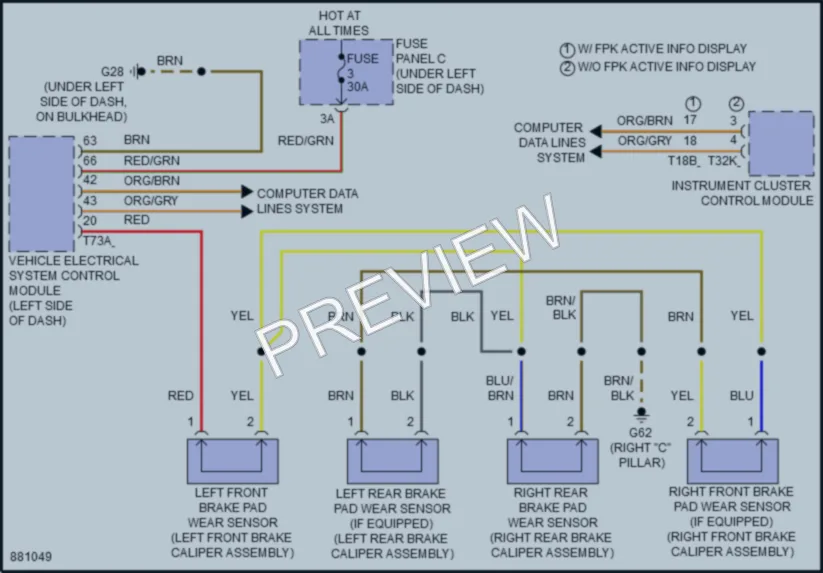2024 Audi RSQ8 Warning Systems wiring diagram preview