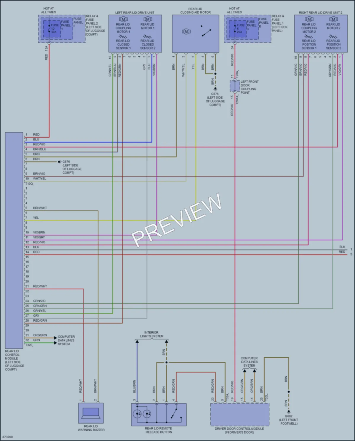 2024 Audi S5 Trunk Tailgate Fuel Door wiring diagram preview