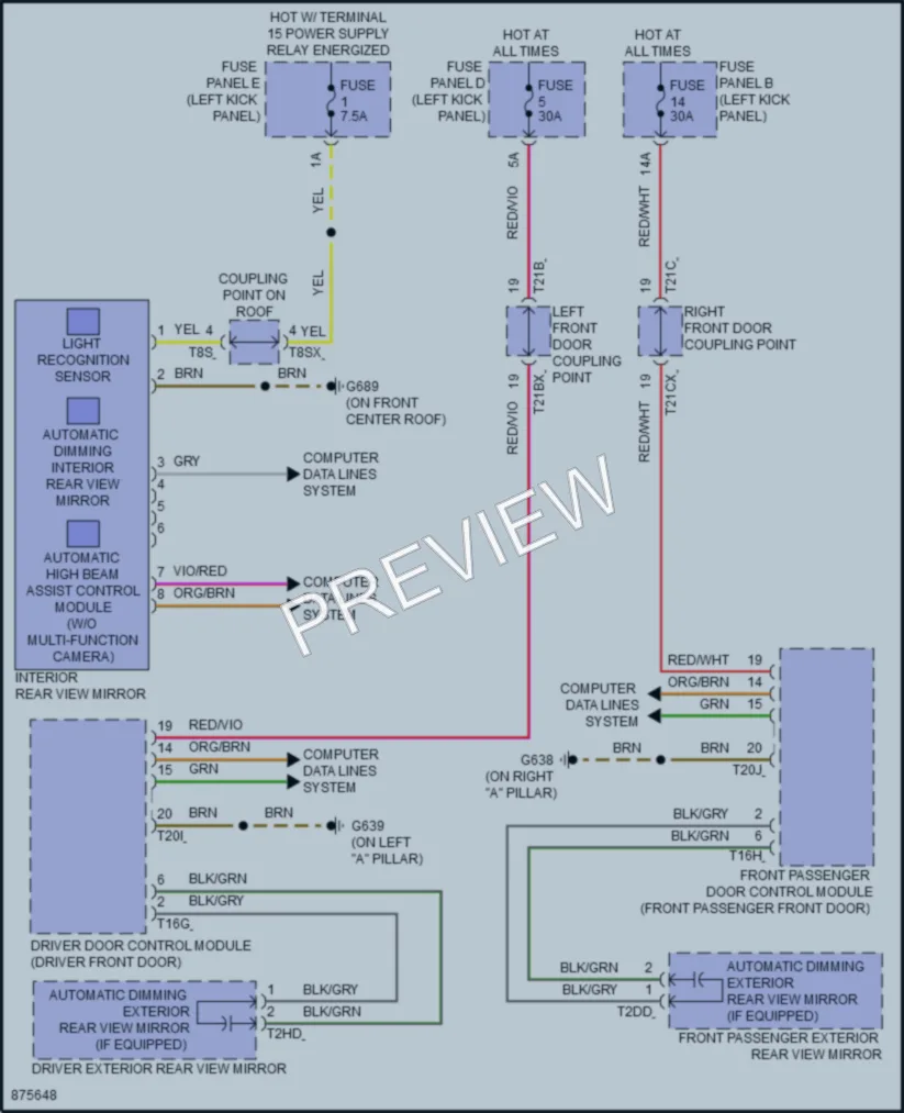2024 Audi S6 Power Mirrors wiring diagram preview