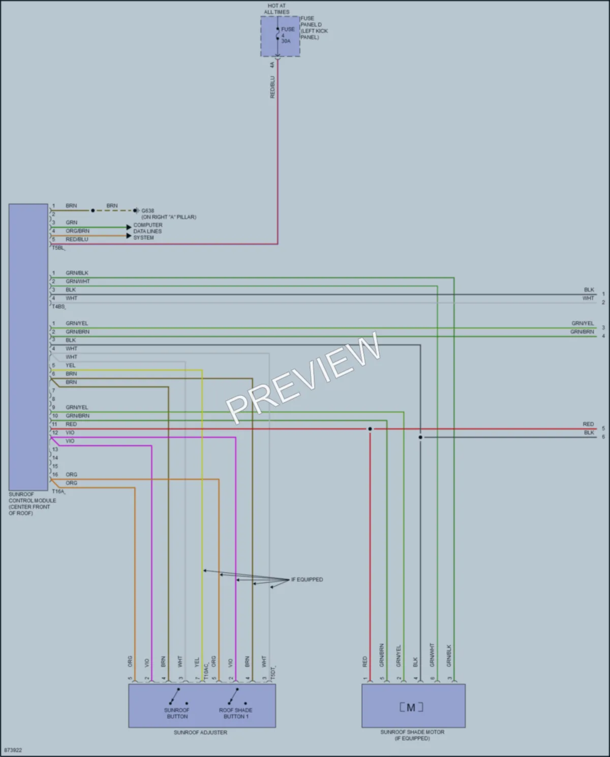 2024 Audi S6 Power Top Sunroof wiring diagram preview