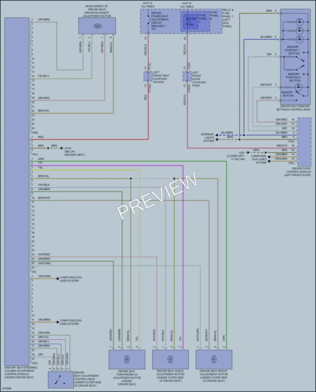 2024 Audi SQ5 Memory Systems wiring diagram preview